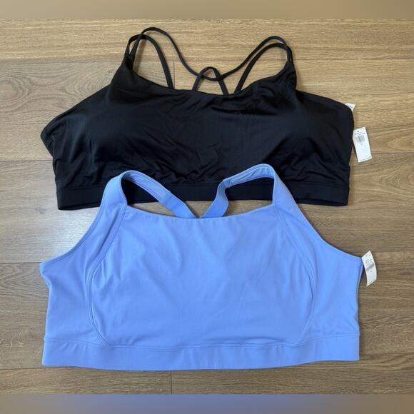 NWT Old Navy Sports Bra Bundle Black Light Support Blue High Support Size 4X - Picture 1 of 9